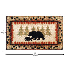 Load image into Gallery viewer, 2' x 3' Rustic Lodge Wandering Black Bear and Cub Area Rug with Jute Backing