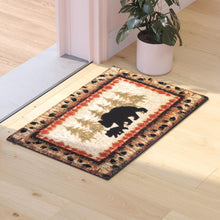 Load image into Gallery viewer, 2' x 3' Rustic Lodge Wandering Black Bear and Cub Area Rug with Jute Backing