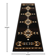 Load image into Gallery viewer, Southwestern 2' x 7' Brown Area Rug - Olefin Accent Rug with Jute Backing