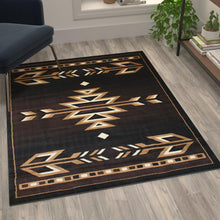 Load image into Gallery viewer, Southwestern 4' x 5' Brown Area Rug - Olefin Accent Rug with Jute Backing