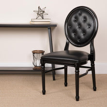 Load image into Gallery viewer, King Louis Chair with Tufted Back, Black Vinyl Seat and Black Frame