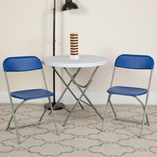 Load image into Gallery viewer, HERCULES Series 650 lb. Capacity Premium Blue Plastic Folding Chair
