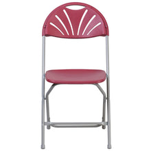 Load image into Gallery viewer, HERCULES Series 650 lb. Capacity Burgundy Plastic Fan Back Folding Chair