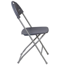 Load image into Gallery viewer, HERCULES Series 650 lb. Capacity Charcoal Plastic Fan Back Folding Chair