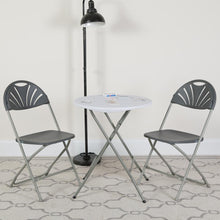 Load image into Gallery viewer, HERCULES Series 650 lb. Capacity Charcoal Plastic Fan Back Folding Chair