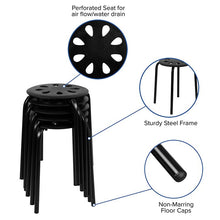 Load image into Gallery viewer, lastic Nesting Stack Stools, 17.5"Height, Black (5 Pack)