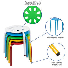 Load image into Gallery viewer, Plastic Nesting Stack Stools, 11.5"Height, Assorted Colors (5 Pack)