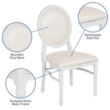 Load image into Gallery viewer, 900 lb. Capacity King Louis Chair with White Vinyl Back and Seat and White Frame