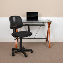 Load image into Gallery viewer, Mid-Back Black Mesh Swivel Task Office Chair with Pivot Back and Arms