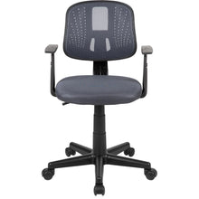 Load image into Gallery viewer, Mid-Back Gray Mesh Swivel Task Office Chair with Pivot Back and Arms
