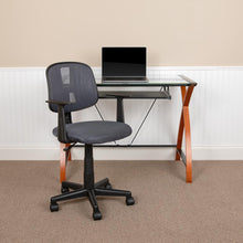 Load image into Gallery viewer, Mid-Back Gray Mesh Swivel Task Office Chair with Pivot Back and Arms