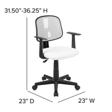 Load image into Gallery viewer, Mid-Back White Mesh Swivel Task Office Chair with Pivot Back and Arms