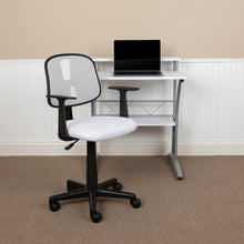 Load image into Gallery viewer, Mid-Back White Mesh Swivel Task Office Chair with Pivot Back and Arms