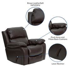 Load image into Gallery viewer, Brown LeatherSoft Rocker Recliner + Headrest Cover