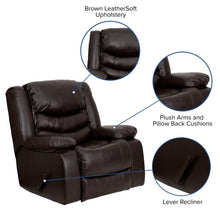 Load image into Gallery viewer, Plush Brown LeatherSoft Lever Rocker Recliner with Padded Arms