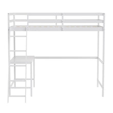 Load image into Gallery viewer, Loft Bed Frame with Desk, Twin Size with Protective Guard Rails - White