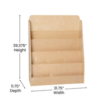 Load image into Gallery viewer, 4 Shelf Single-Sided Kids Natural Wooden Book, Magazine Display Stand