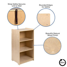 Load image into Gallery viewer, Wooden 3 Section School Classroom Storage Cabinet - 36"H (Natural)