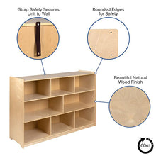 Load image into Gallery viewer, Wooden 8 Section School Classroom Storage Cabinet - 36"H (Natural)