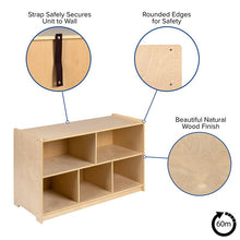 Load image into Gallery viewer, Wooden 5 Section School Classroom Storage Cabinet - 24"H x 36"L (Natural)