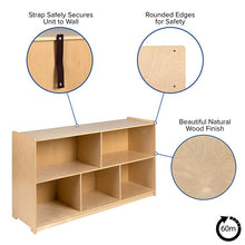 Load image into Gallery viewer, Wooden 5 Section School Classroom Storage Cabinet - 30"H x 48"L (Natural)