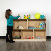 Load image into Gallery viewer, Wooden 5 Section School Classroom Storage Cabinet - 30"H x 48"L (Natural)