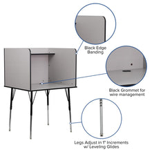 Load image into Gallery viewer, Stand-Alone Study Carrel with Top Shelf - Nebula Grey Finish