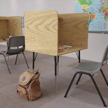 Load image into Gallery viewer, Stand-Alone Study Carrel with Top Shelf - Oak Finish
