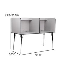 Load image into Gallery viewer, Stand-Alone Double Study Carrel with Top Shelf - Nebula Grey Finish