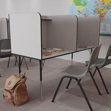 Load image into Gallery viewer, Stand-Alone Double Study Carrel with Top Shelf - Nebula Grey Finish