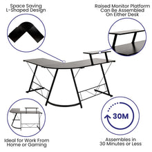 Load image into Gallery viewer, L-Shaped Desk 71.5" Computer Corner Desk, Black/Black