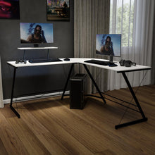 Load image into Gallery viewer, L-Shaped Desk 71.5" Computer Corner Desk, White/Black
