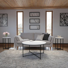 Load image into Gallery viewer, Coffee and End Table Set - White Top with Matte Black Frame, 3 Piece