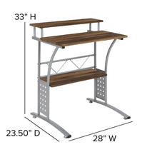 Load image into Gallery viewer, Rustic Walnut Computer Desk with Top and Lower Storage Shelves