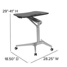 Load image into Gallery viewer, Mobile Sit-Down, Stand-Up Black Computer Desk with 28.25"W Top (Range 29" - 41")