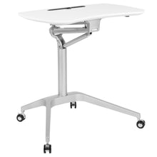 Load image into Gallery viewer, Mobile Sit-Down, Stand-Up White Computer Desk with 28.25"W Top (Range 29" - 41")