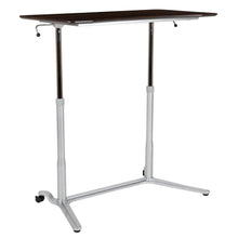 Load image into Gallery viewer, Sit-Down, Stand-Up Dark Wood Grain Computer Desk