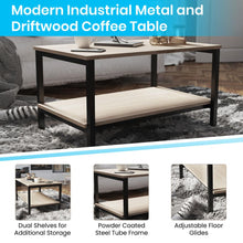 Load image into Gallery viewer, Modern Industrial 2 Tier Rectangular Metal and Driftwood Coffee Table
