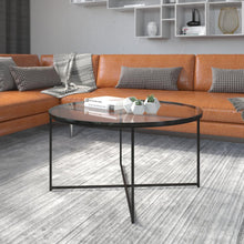 Load image into Gallery viewer, Coffee Table - Modern Clear Glass Accent Table with Crisscross Matte Black Frame