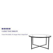 Load image into Gallery viewer, Coffee Table - Modern Clear Glass Accent Table with Crisscross Matte Black Frame