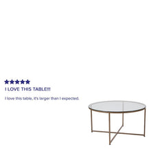 Load image into Gallery viewer, Coffee Table - Clear Glass Accent Table with Crisscross Brushed Gold Frame