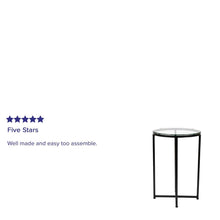 Load image into Gallery viewer, End Table - Modern Clear Glass Accent Table with Crisscross Matte Black Frame