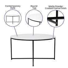 Load image into Gallery viewer, Coffee Table - White Marble Finish Accent Table with Matte Black Frame