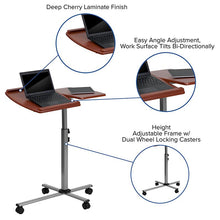 Load image into Gallery viewer, Angle and Height Adjustable Mobile Laptop Computer Table with Cherry Top