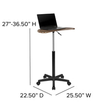 Load image into Gallery viewer, Rustic Walnut Sit to Stand Mobile Laptop Computer Desk