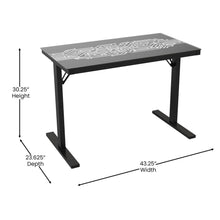 Load image into Gallery viewer, 43" Gaming Desk with LED Lights, Tempered Glass Desktop, Black