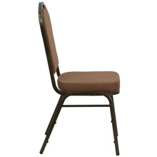 Load image into Gallery viewer, Crown Back Stacking Banquet Chair in Coffee Fabric - Gold Vein Frame
