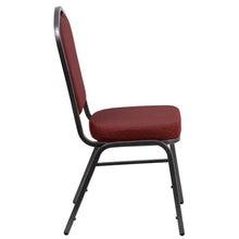 Load image into Gallery viewer, Crown Back Stacking Banquet Chair in Burgundy Fabric - Silver Vein Frame