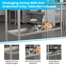 Load image into Gallery viewer, djustable Lower Shelf for 24" x 48" Stainless Steel Tables
