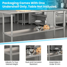 Load image into Gallery viewer, djustable Lower Shelf for 30" x 72" Stainless Steel Tables